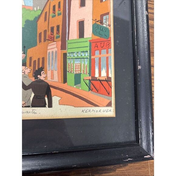 Signed Fred Zeller Dit Kermorver Pochoir Gouache Painting: Paris Montmartre - Picture 3 of 6